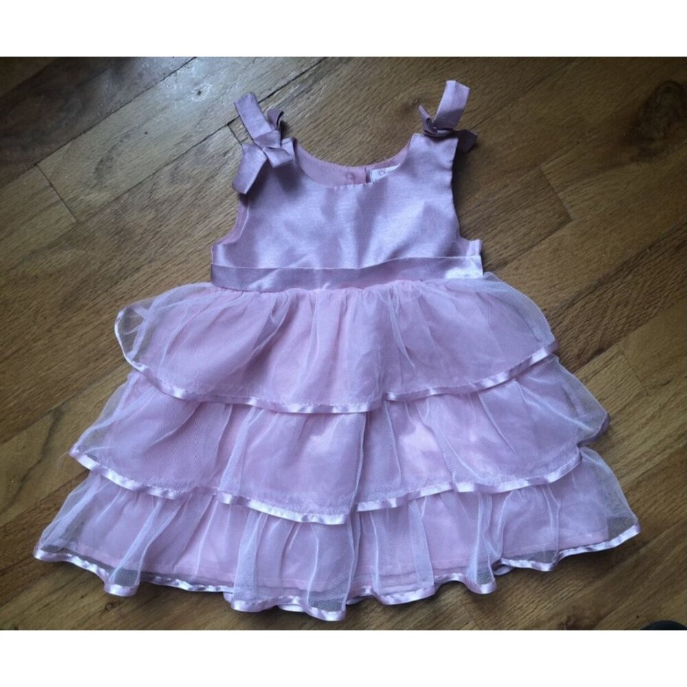 Chaps Pink Satin Tulle Dress 6M